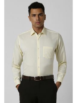 Van Heusen - Men Cream Regular Fit Textured Full Sleeves Wedding Shirt