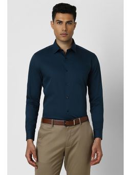 Van Heusen - Men Navy Regular Fit Solid Full Sleeves Wedding Shirt