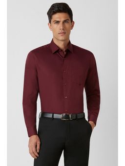 Van Heusen - Men Maroon Regular Fit Solid Full Sleeves Formal Shirt