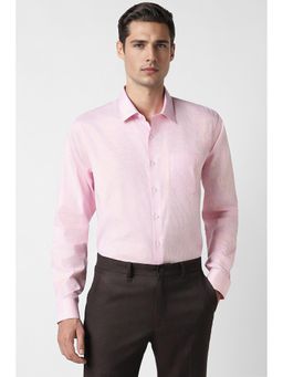 Van Heusen - Men Pink Slim Fit Check Full Sleeves Formal Shirt