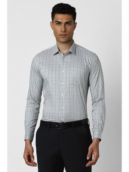 Van Heusen - Men Grey Slim Fit Check Full Sleeves Formal Shirt