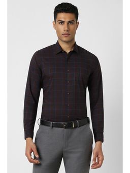 Van Heusen - Men Navy Slim Fit Check Full Sleeves Formal Shirt