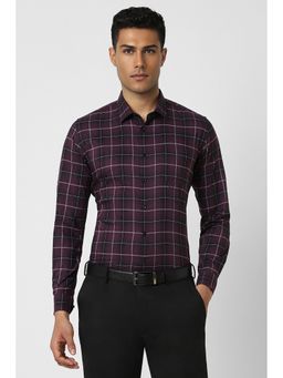Van Heusen - Men Purple Slim Fit Check Full Sleeves Formal Shirt