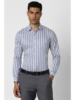 Van Heusen - Men Navy Slim Fit Stripe Full Sleeves Formal Shirt