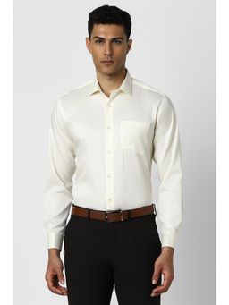Van Heusen - Men Cream Regular Fit Solid Full Sleeves Formal Shirt