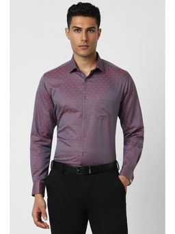 Van Heusen - Men Purple Regular Fit Print Full Sleeves Formal Shirt