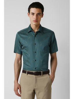 Van Heusen - Men Green Regular Fit Print Half Sleeves Wedding Shirt