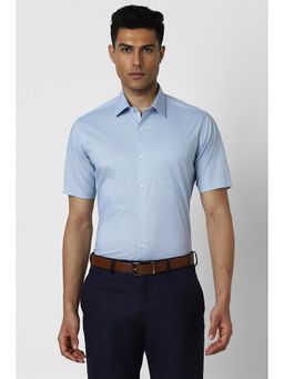 Van Heusen - Men Blue Regular Fit Check Half Sleeves Formal Shirt