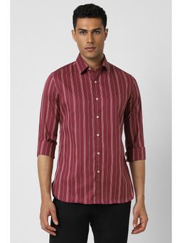 Van Heusen - Men Maroon Slim Fit Stripe Full Sleeves Casual Shirt