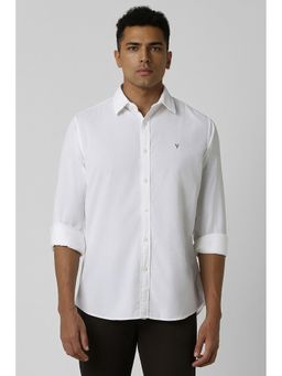 Van Heusen - Men White Slim Fit Textured Full Sleeves Casual Shirt