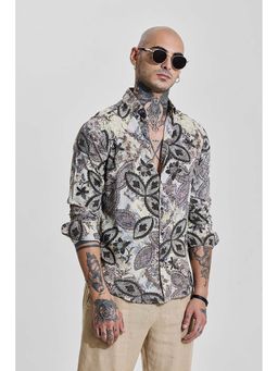 Snitch - Multi-Color Printed Slim Fit Shirt