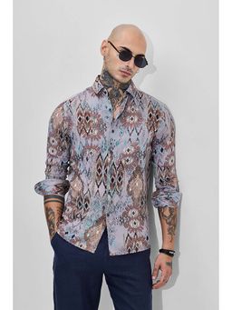 Snitch - Lavender Abstract Slim Fit Shirt