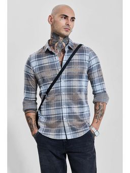 Snitch - Grey Checks Slim Fit Shirt