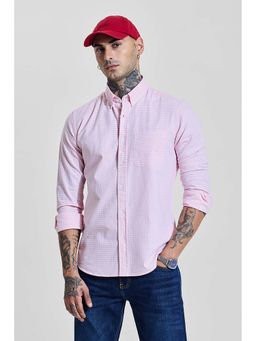 Snitch - Light Pink Checks Slim Fit Shirt