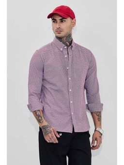Snitch - Maroon Checks Slim Fit Shirt