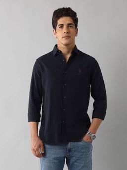 U.S. Polo Assn. Denim Co. - Men's Regular Fit Self Design Shirt