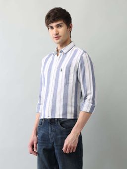 U.S. Polo Assn. Denim Co. - Men's Vertical Striped Regular Fit Dobby Shirt