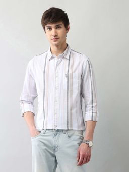 U.S. Polo Assn. Denim Co. - Men's Vertical Striped Regular Fit Poplin Shirt