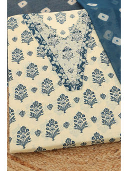 Soch - Cream Printed Unstitched Top & Unstitched Bottom with Dupatta