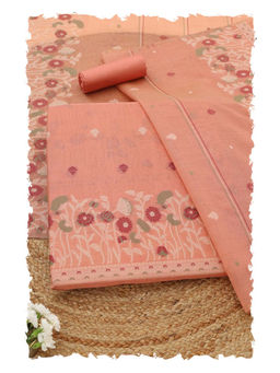 Soch - Peach Printed Unstitched Top & Unstitched Bottom with Dupatta