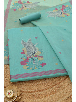 Soch - Blue Floral Unstitched Top & Unstitched Bottom with Dupatta