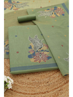 Soch - Green Floral Unstitched Top & Unstitched Bottom with Dupatta