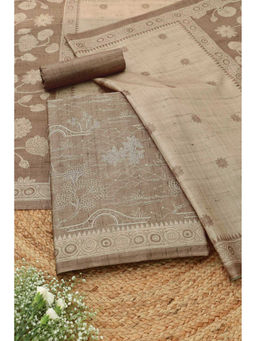 Soch - Brown Floral Unstitched Top & Unstitched Bottom with Dupatta