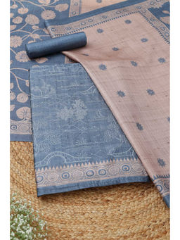Soch - Blue Floral Unstitched Top & Unstitched Bottom with Dupatta