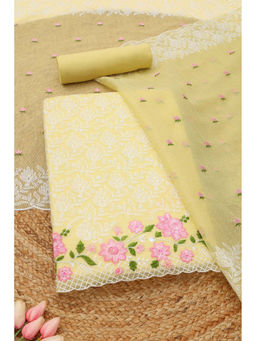 Soch - Yellow Embroidered Unstitched Top & Unstitched Bottom with Dupatta