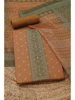 Soch - Brown Embellished/Sequined Unstitched Top & Unstitched Bottom with Dupatta