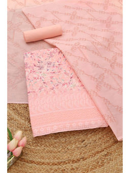 Soch - Pink Floral Printed Unstitched Top & Unstitched Bottom with Dupatta