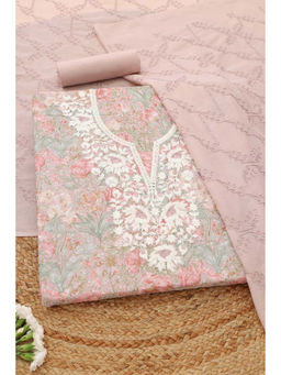 Soch - Peach Floral Printed Unstitched Top & Unstitched Bottom with Dupatta