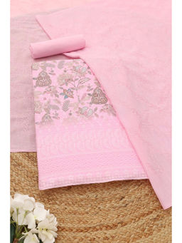 Soch - Pink Floral Printed Unstitched Top & Unstitched Bottom with Dupatta