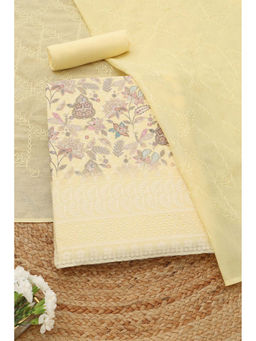 Soch - Yellow Floral Printed Unstitched Top & Unstitched Bottom with Dupatta