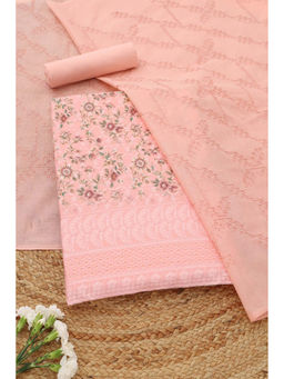 Soch - Peach Floral Printed Unstitched Top & Unstitched Bottom with Dupatta