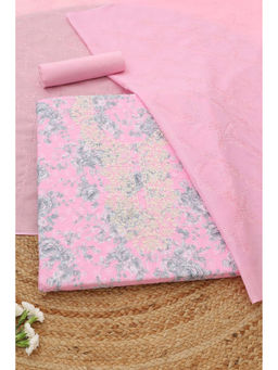 Soch - Pink Floral Printed Unstitched Top & Unstitched Bottom with Dupatta