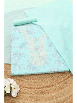 Soch - Blue Floral Printed Unstitched Top & Unstitched Bottom with Dupatta