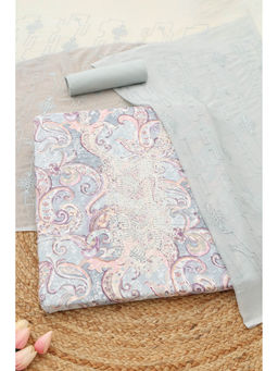 Soch - Grey Paisley Printed Unstitched Top & Unstitched Bottom with Dupatta
