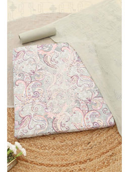 Soch - Olive Paisley Printed Unstitched Top & Unstitched Bottom with Dupatta