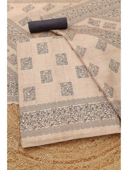 Soch - Beige Printed Unstitched Top & Unstitched Bottom with Dupatta
