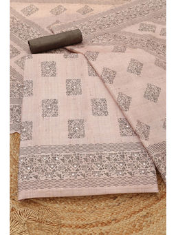 Soch - Beige Printed Unstitched Top & Unstitched Bottom with Dupatta
