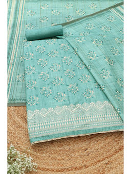 Soch - Teal Printed Unstitched Top & Unstitched Bottom with Dupatta
