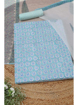 Soch - Teal Printed Unstitched Top & Unstitched Bottom with Dupatta