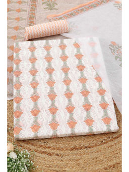 Soch - Peach Printed Unstitched Top & Unstitched Bottom with Dupatta