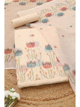 Soch - Cream Embroidered Unstitched Top & Unstitched Bottom with Dupatta