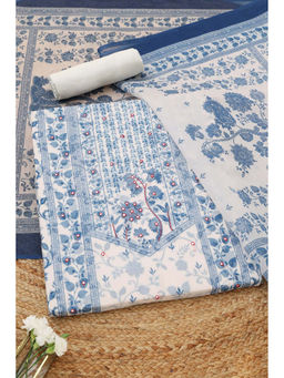 Soch - Off White Floral Unstitched Top & Unstitched Bottom with Dupatta