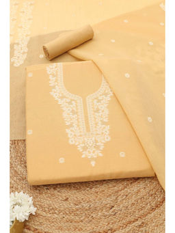 Soch - Beige Floral Unstitched Top & Unstitched Bottom with Dupatta