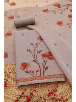 Soch - Brown Embroidered Unstitched Top & Unstitched Bottom with Dupatta