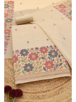 Soch - Beige Floral Unstitched Top & Unstitched Bottom with Dupatta
