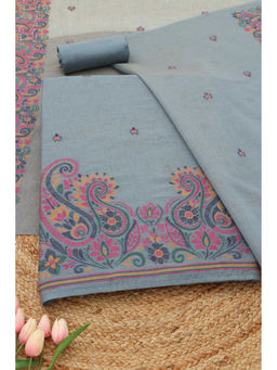 Soch - Blue Paisley Unstitched Top & Unstitched Bottom with Dupatta